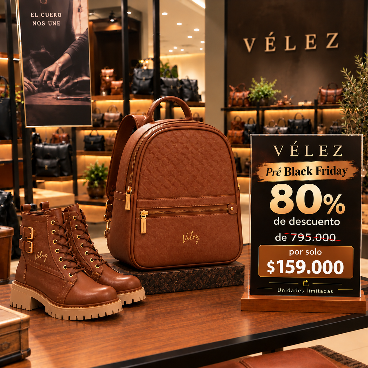 COMBO DAMA  BOLSO - BOTIN VÉLEZ